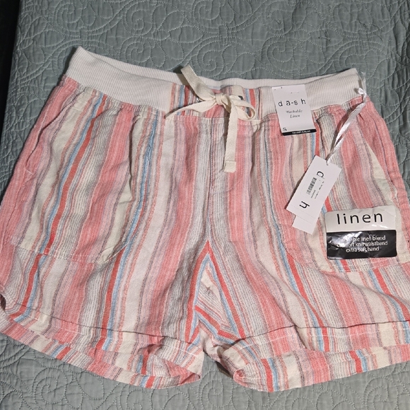 Dash Pants - Dash Washable Linen Striped Shorts Size Small NWT